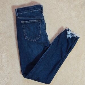 Joes Jeans Skinny Crop La Canada Distressed Raw Hem Blue Denim Jeans 28"